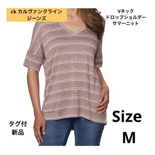 Calvin Klein - 新品ck カルバンクラインジーンズ　5分丈ニットTシャツ　ピンクベージュ