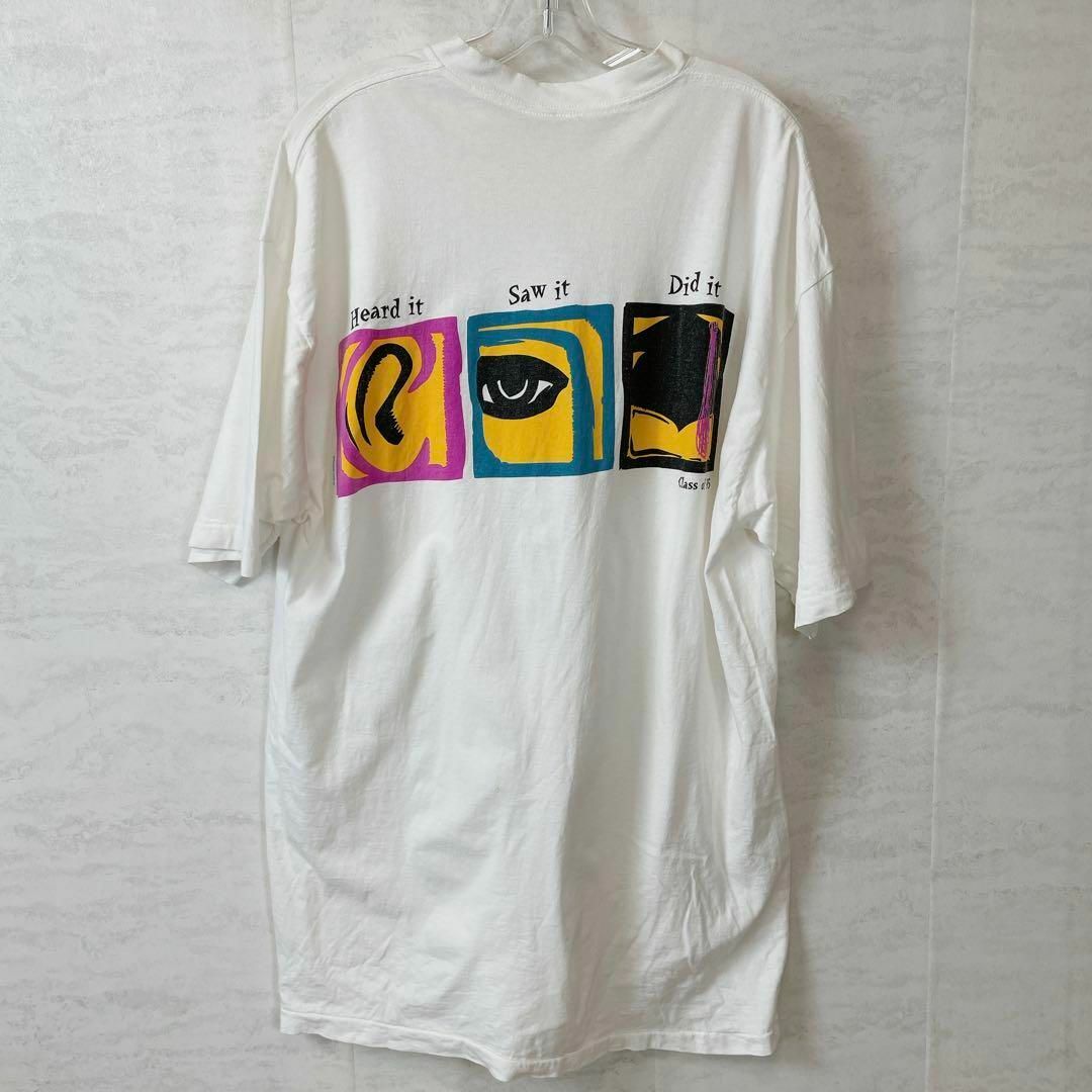 ビンテージ　90Ｓシングルステッチ　半袖Ｔシャツ　カレッジ系　メンズ　古着　白 メンズのトップス(Tシャツ/カットソー(半袖/袖なし))の商品写真