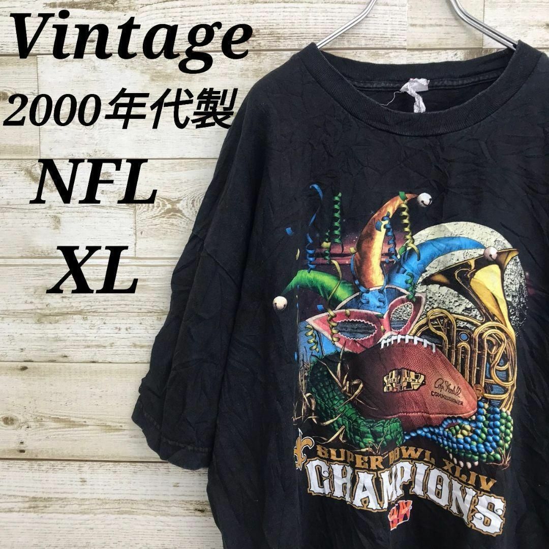 【k4008】USA古着00sスーパーボウルNFLプリント半袖ビッグTシャツXL メンズのトップス(Tシャツ/カットソー(半袖/袖なし))の商品写真