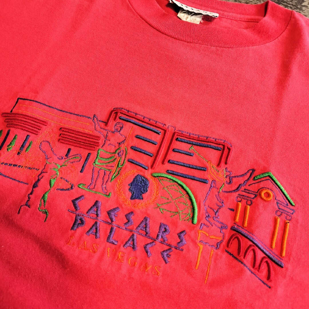 【T343】CAESARS アメリカ製 USA古着 ラスベガス 刺繍 90s メンズのトップス(Tシャツ/カットソー(半袖/袖なし))の商品写真