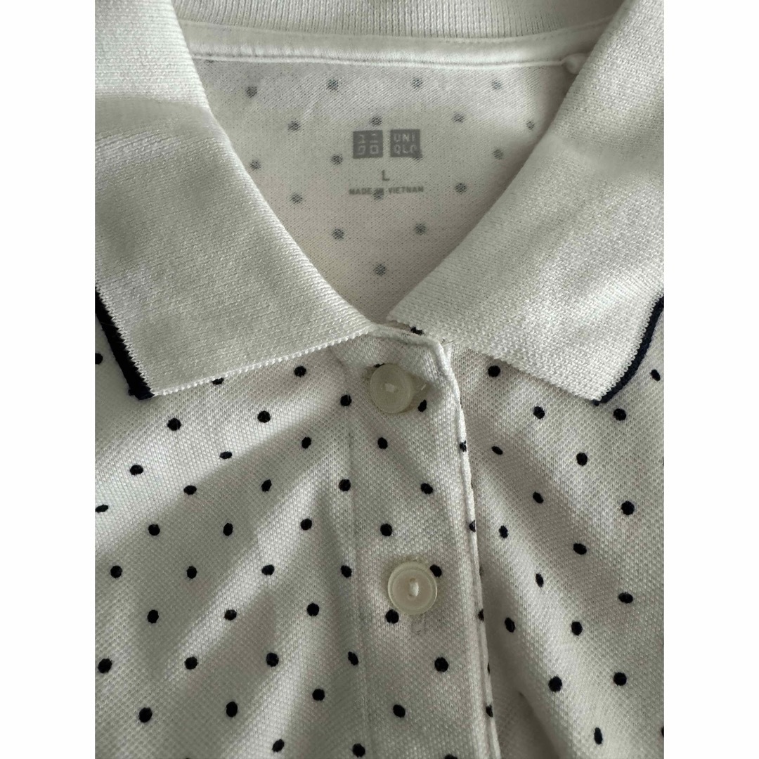 UNIQLO(ユニクロ)のUNIQLO ポロシャツ　Lサイズ　白　ホワイト レディースのトップス(ポロシャツ)の商品写真