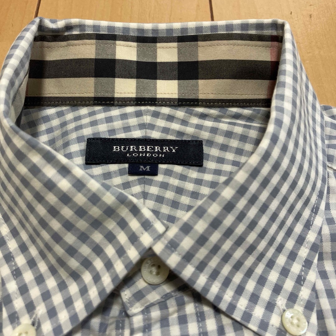 BURBERRY LONDON 半袖シャツ　ギンガムチェック　水色　Mサイズ メンズのトップス(シャツ)の商品写真