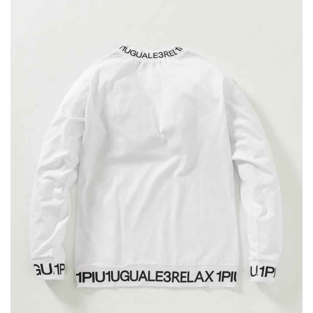 1piu1uguale3(ウノピゥウノウグァーレトレ)の【1PIU1UGUALE3 RELAX】ネックロゴロングTシャツ/WHITE メンズのトップス(Tシャツ/カットソー(七分/長袖))の商品写真