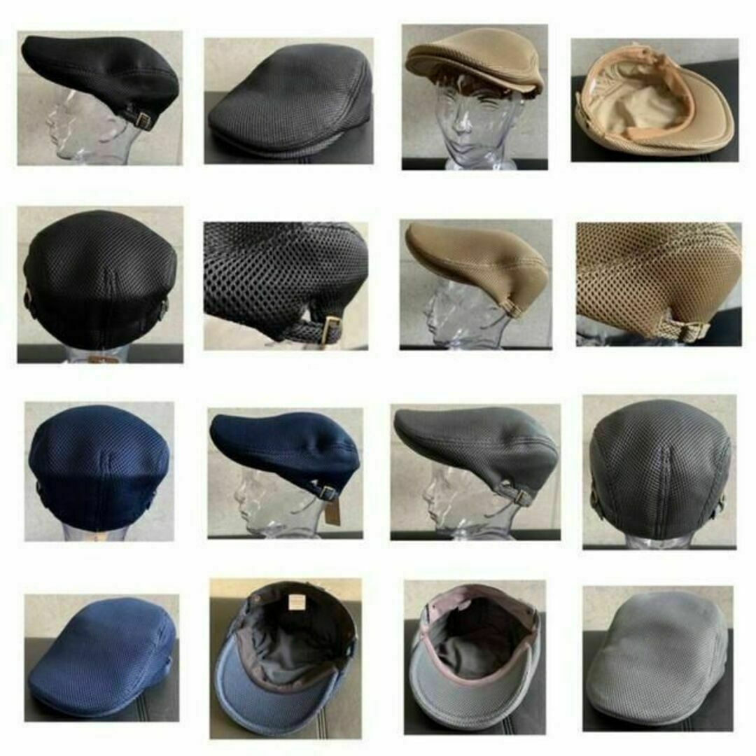 送料込 新品 帽子 エアメッシュ ハンチング 春 夏 通気性抜群 シンプル BE メンズの帽子(ハンチング/ベレー帽)の商品写真