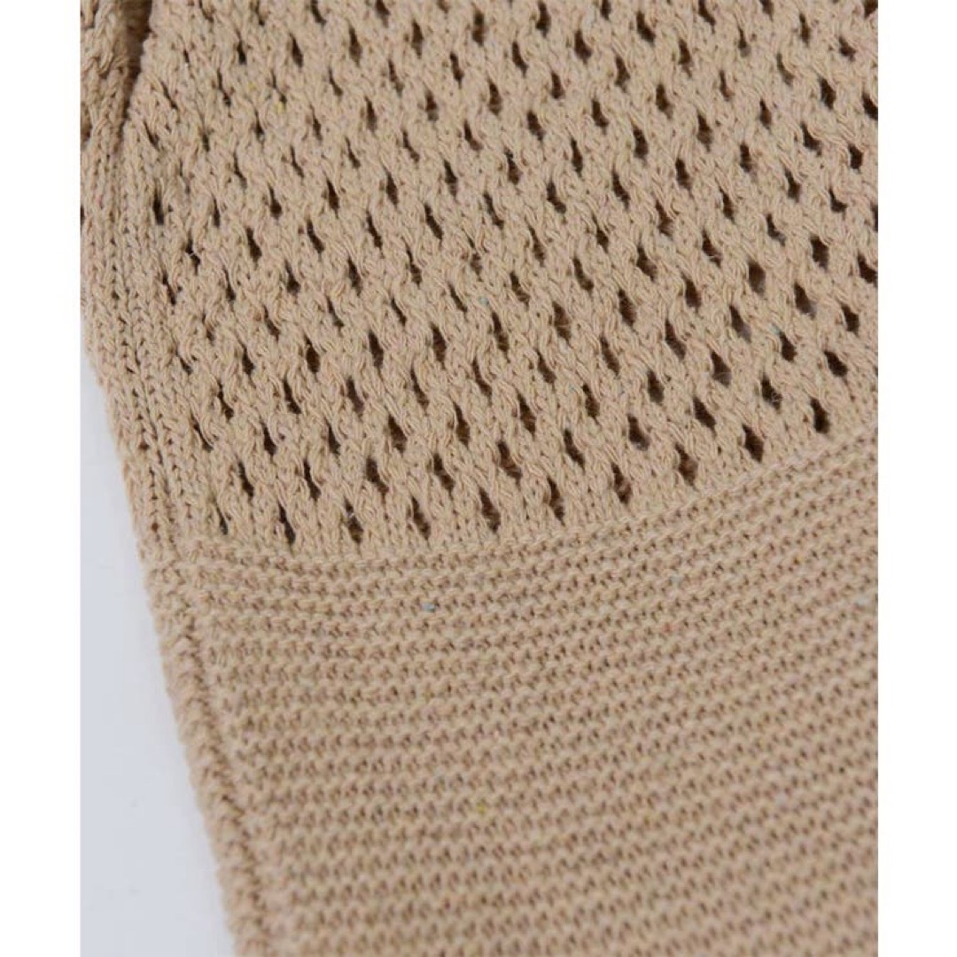 トートバッグ 編み込み クロシェ編み ニット エコバッグ メッシュ ベージュ レディースのバッグ(トートバッグ)の商品写真