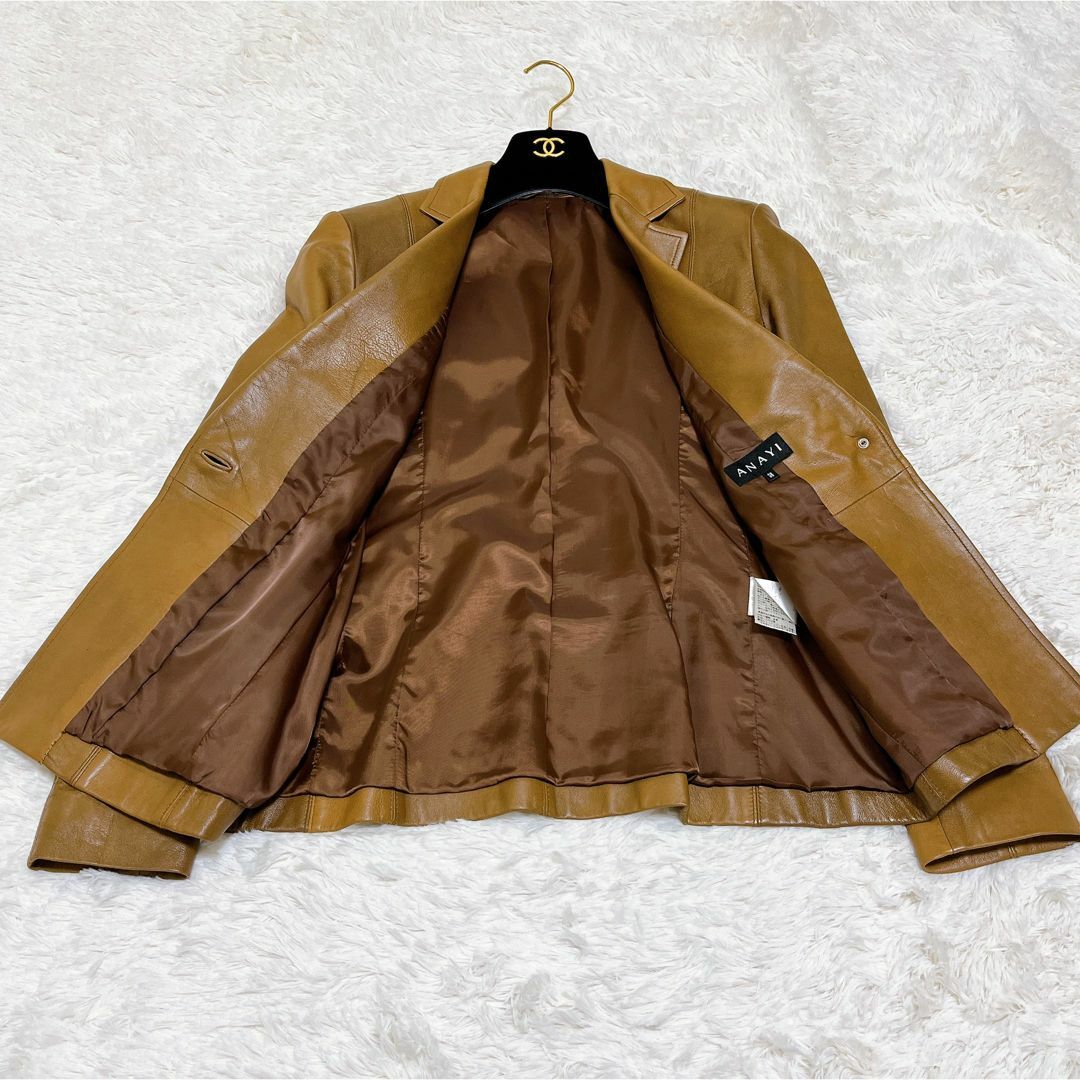 ANAYI(アナイ)の美品 ANAYI アナイ キャメル レザー テーラードジャケット レディースのジャケット/アウター(毛皮/ファーコート)の商品写真