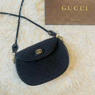 グッチ(Gucci)の美品＊GUCCI ショルダーバッグ ポシェット gg 金具 レザー ブラック(ショルダーバッグ)