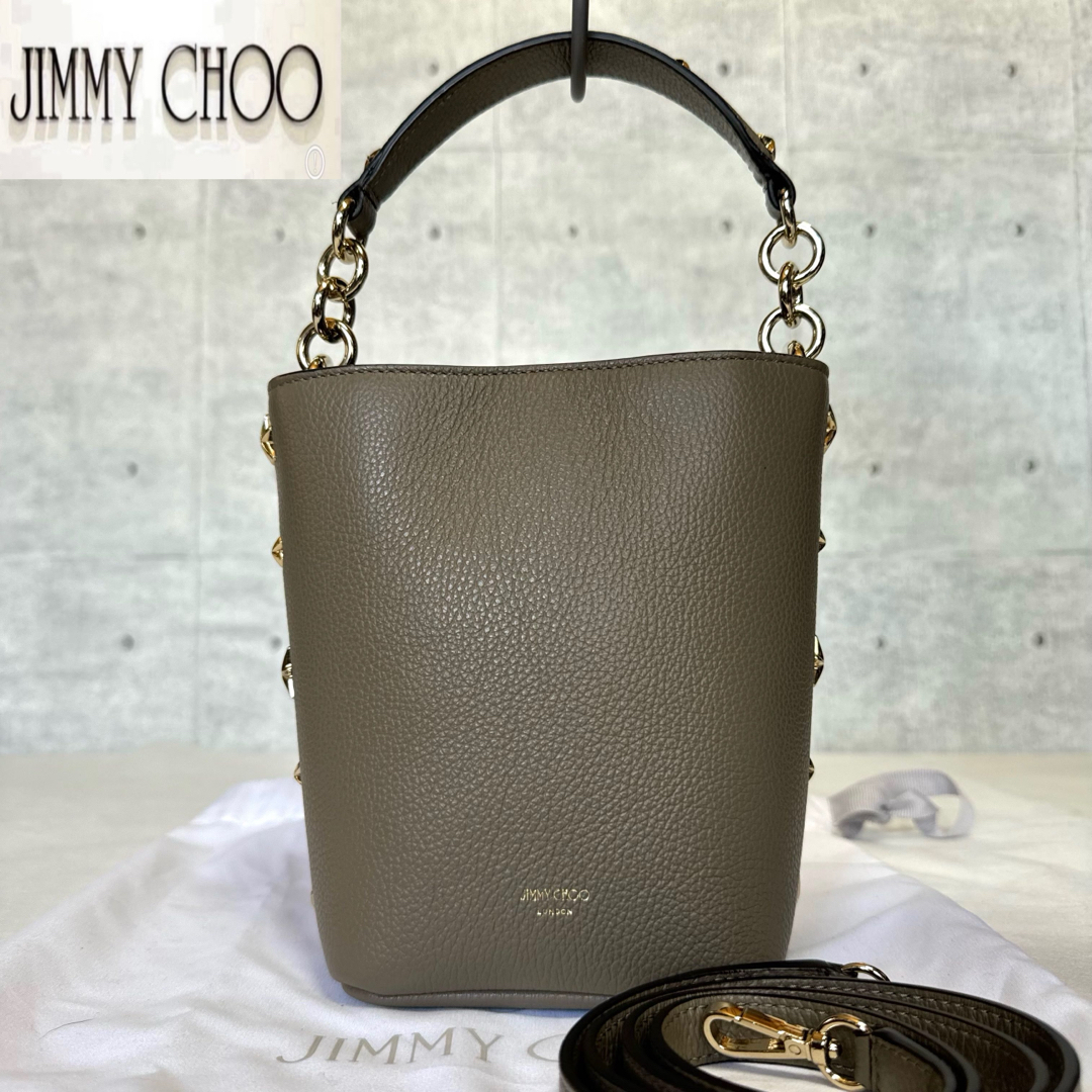 JIMMY CHOO(ジミーチュウ)の【未使用級】JIMMY CHOO グレージュ レザー 2WAY ハンドバッグ レディースのバッグ(ハンドバッグ)の商品写真