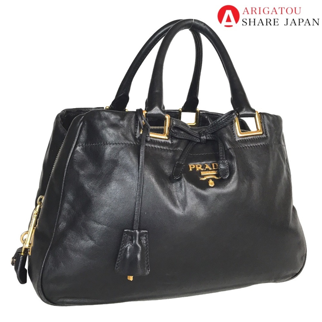 PRADA(プラダ)のPRADA プラダ ネロ リボン トートバッグ ハンドバッグ レディース カーフ ブラック 黒 BN2244 中古品【鑑定済】 レディースのバッグ(ハンドバッグ)の商品写真