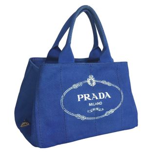 プラダ(PRADA)のPRADA プラダ カナパ ハンドバッグ トートバッグ レディース キャンバス ブルー 青 BN1877 中古品【鑑定済】(トートバッグ)