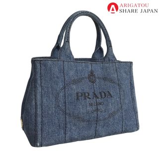 プラダ(PRADA)のPRADA プラダ カナパ ハンドバッグ トートバッグ レディース デニム ネイビー 紺 1Bg439 中古品【鑑定済】(トートバッグ)