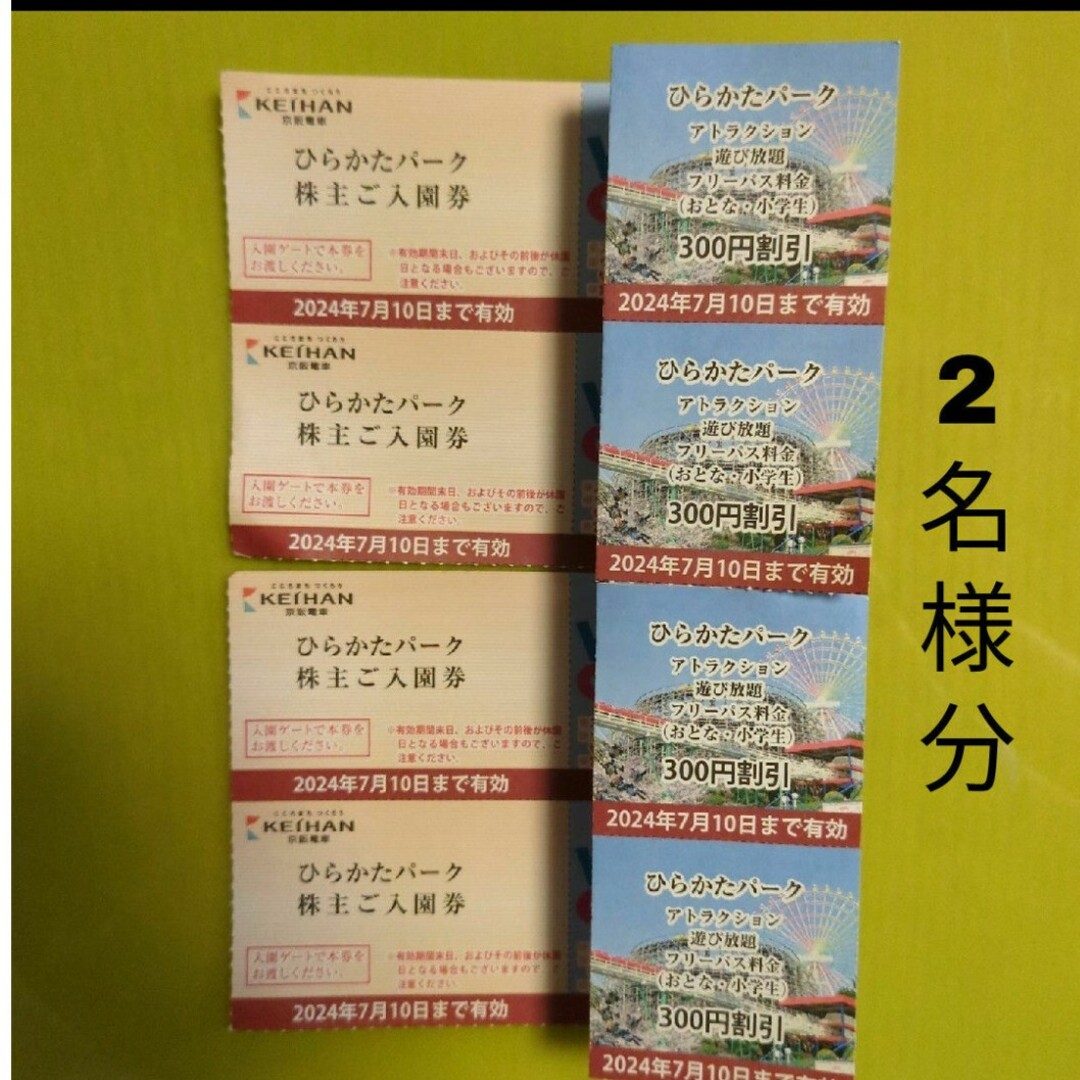 ひらかたパーク株主入園券2名 チケットの施設利用券(遊園地/テーマパーク)の商品写真