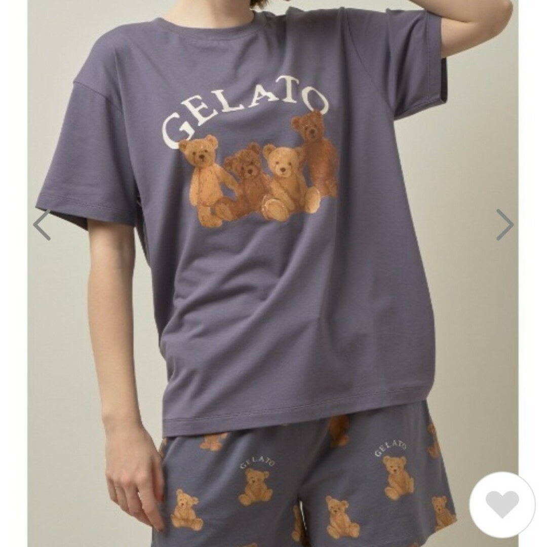 gelato pique(ジェラートピケ)のジェラートピケ　ベアワンポイントTシャツ＆ショートパンツ　ネイビー　新品未開封 レディースのルームウェア/パジャマ(その他)の商品写真