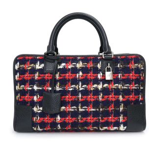 ロエベ(LOEWE)のロエベ アマソナ 36 ジュンヤワタナベ コラボ コムデギャルソン ハンドバッグ ツイード レザー ブラック マルチカラー 黒 シルバー金具 335.82.A22 LOEWE（未使用　展示品）(ハンドバッグ)