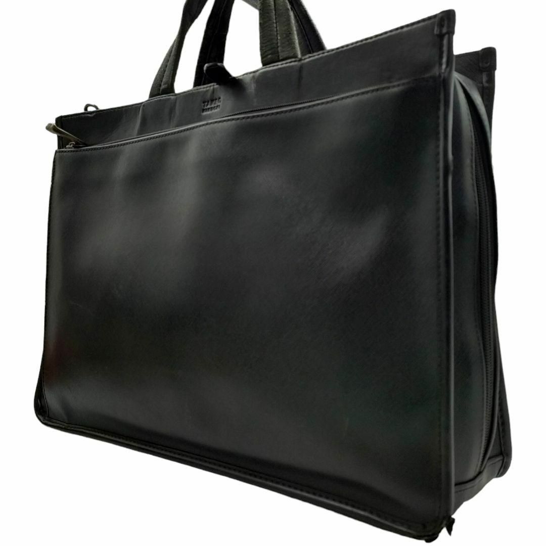 TAKEO KIKUCHI(タケオキクチ)のタケオキクチ A4可 ビジネスバッグ ハンドバッグ レザー ブラック シンプル メンズのバッグ(ビジネスバッグ)の商品写真
