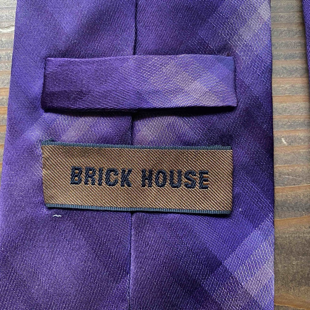 BRICK HOUSE by Tokyo Shirts(ブリックハウスバイトウキョウシャツ)のネクタイ PURPLE チェック 絹100% 古着 12 メンズのファッション小物(ネクタイ)の商品写真