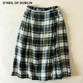 O'NEIL of DUBLIN - オニールオブダブリン リネン100% キルト ラップスカート チェック S-M