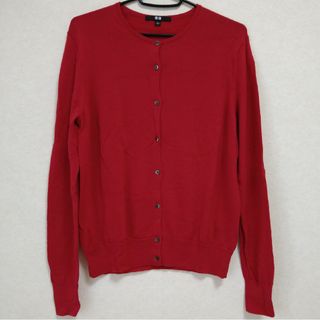 ユニクロ(UNIQLO)の* UNIQLO ウール カーディガン レッド *(カーディガン)