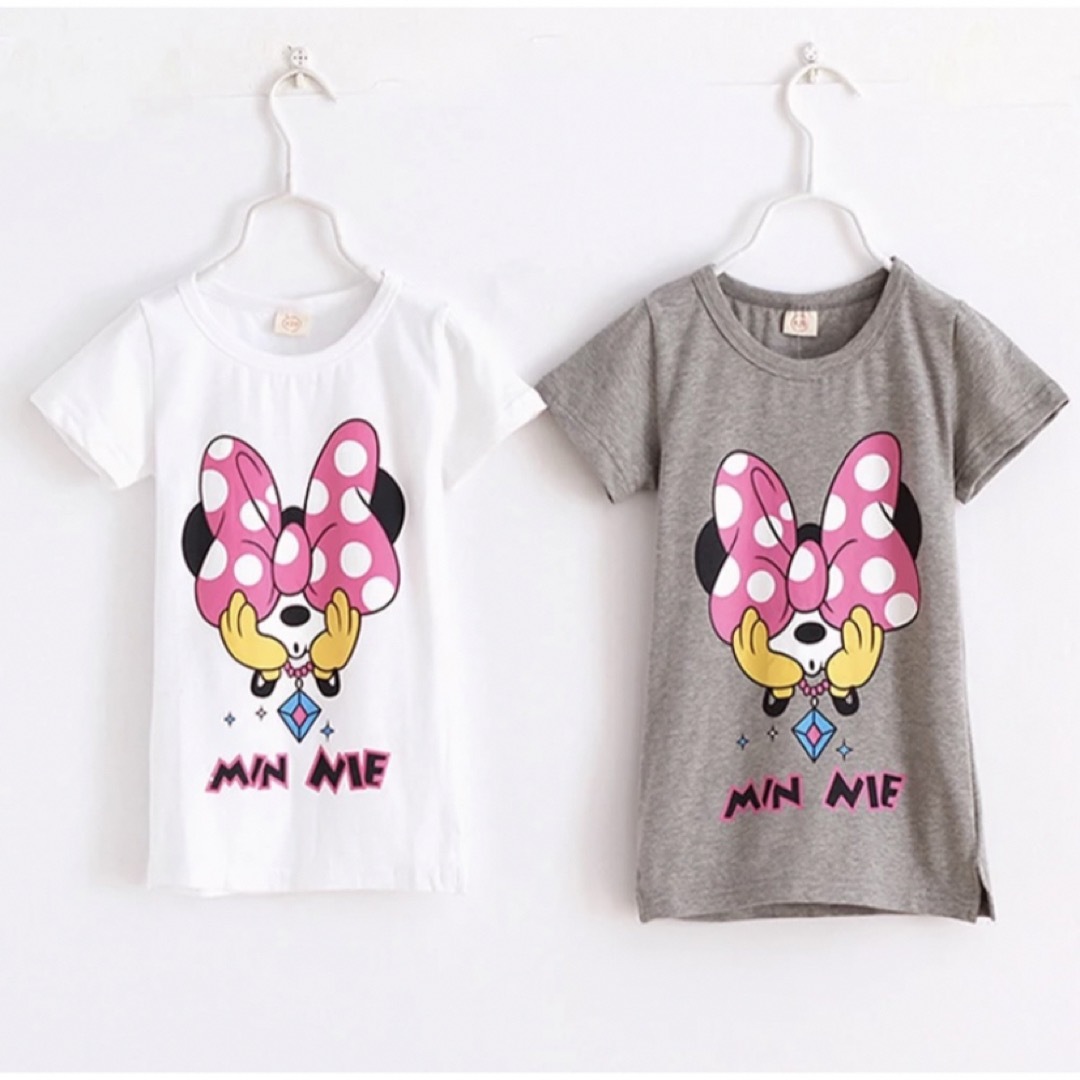 セットアップ♡半袖Tシャツと膝丈レギンス　100 白✖️ピンク キッズ/ベビー/マタニティのキッズ服女の子用(90cm~)(Tシャツ/カットソー)の商品写真