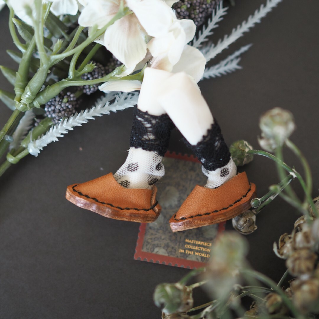 ブライス　アウトフィット　本革靴　とんがりフラットシューズ（キャメル） ハンドメイドのぬいぐるみ/人形(その他)の商品写真
