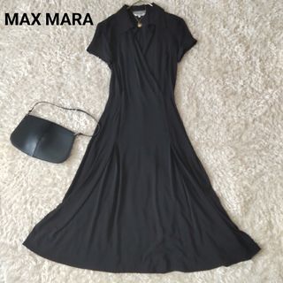 Max Mara - マックスマーラ 銀タグ カシュクール ストレッチ ロングワンピース ブラック40