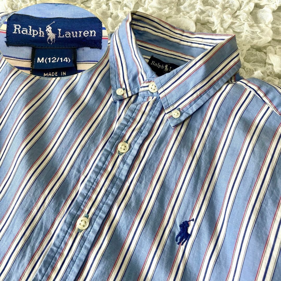 Ralph Lauren(ラルフローレン)のラルフローレン ブルー青ストライプ サイズＭ 長袖シャツ メンズのトップス(シャツ)の商品写真