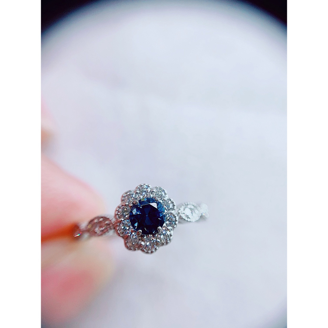 ★0.36ct★✨ブルースピネル0.28ctダイヤモンドプラチナリング指輪 レディースのアクセサリー(リング(指輪))の商品写真