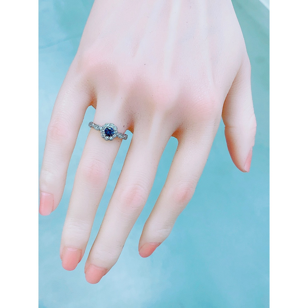 ★0.36ct★✨ブルースピネル0.28ctダイヤモンドプラチナリング指輪 レディースのアクセサリー(リング(指輪))の商品写真