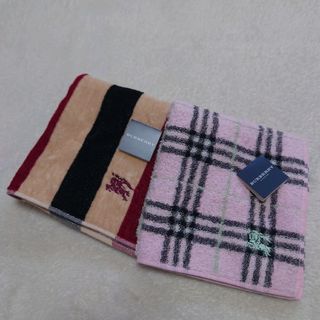 バーバリー(BURBERRY)のバーバリー　タオルハンカチ　2枚セット　ノバチェック　ストライプ　ロゴ刺繍　新品(ハンカチ)