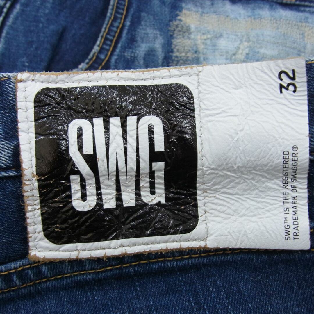 SWAGGER(スワッガー)のSWAGGER スワッガー SWGPTS-680 ストレッチ デニム ダメージ バイカー スキニー パンツ インディゴブルー系 32【中古】 メンズのパンツ(その他)の商品写真