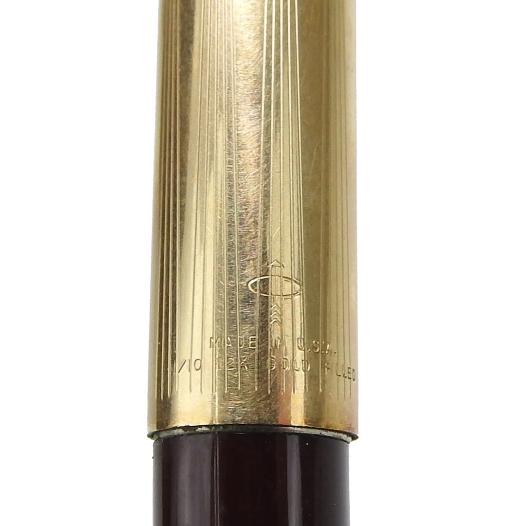 Parker(パーカー)の【中古】 パーカー ボールペン ブラウン ゴールド 1/10 12K GOLD FILLDE ノック式 レディース メンズ PARKER インテリア/住まい/日用品の文房具(その他)の商品写真