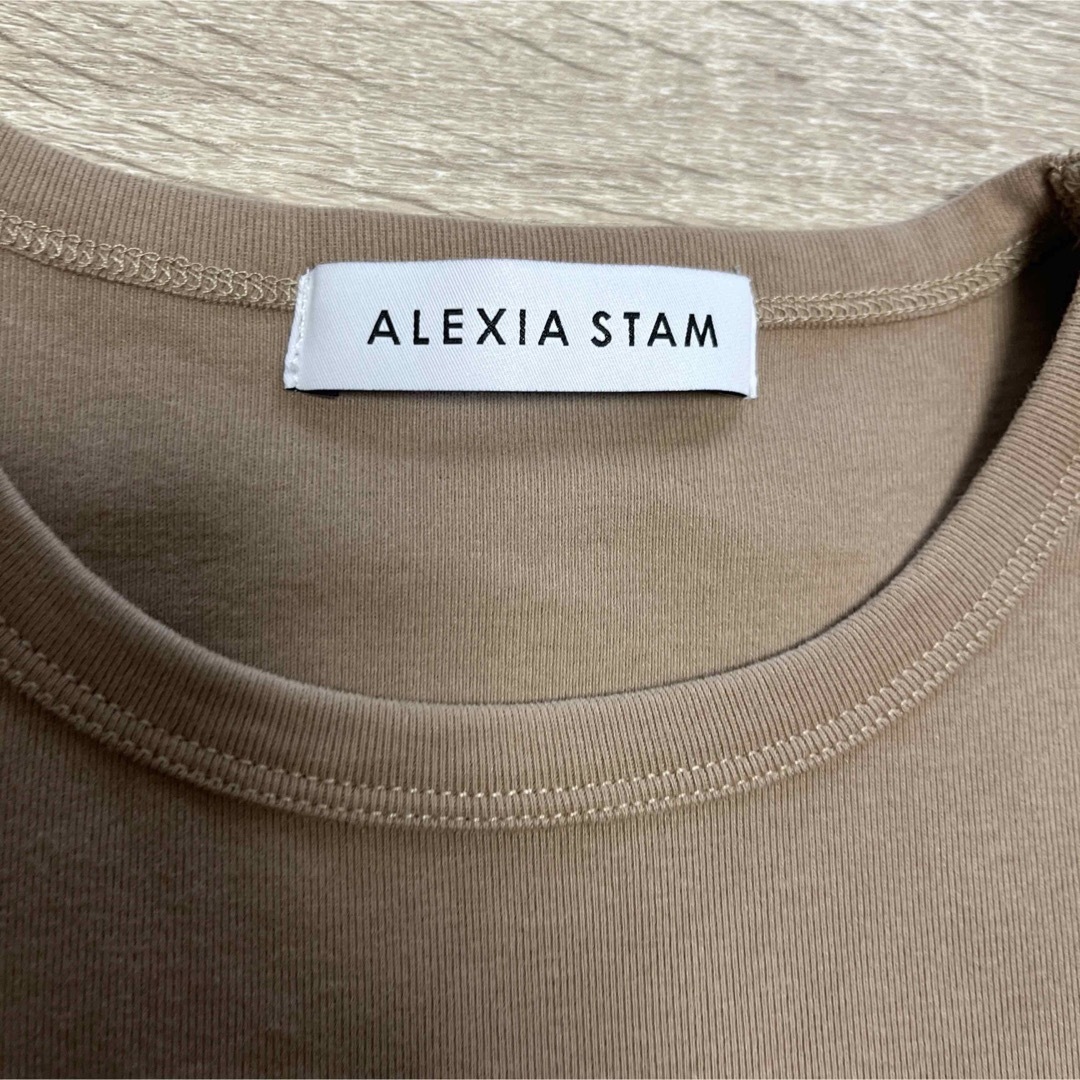 ALEXIA STAM(アリシアスタン)のALEXIA STAM ショート丈 Tシャツ ベージュ レディースのトップス(Tシャツ(半袖/袖なし))の商品写真