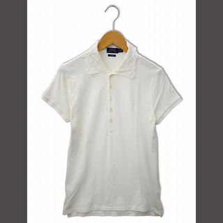 ポロラルフローレン(POLO RALPH LAUREN)のポロ ラルフローレン ポニー刺繍 襟レース 鹿の子 ポロシャツ M WHITE(ポロシャツ)
