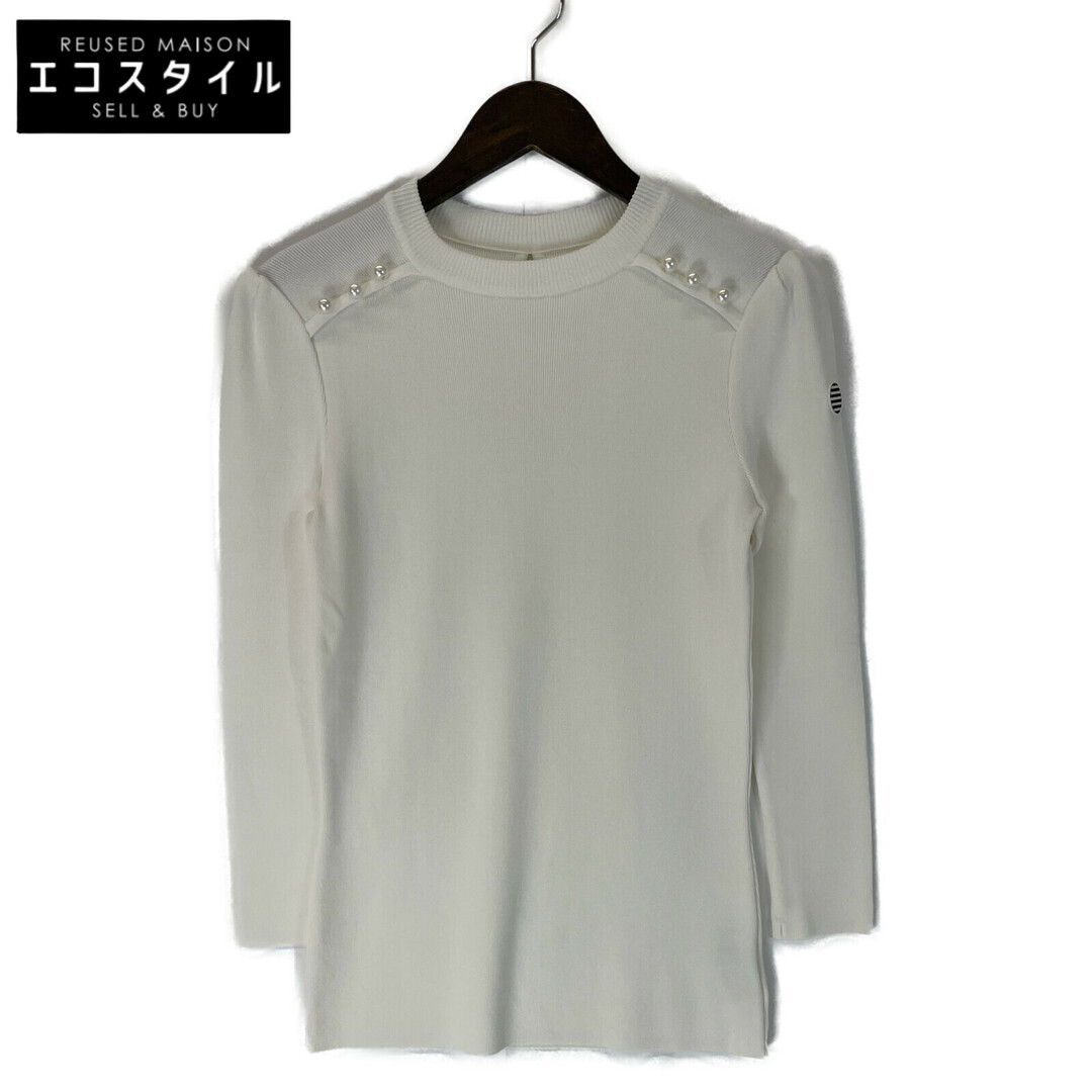 BORDERS at BALCONY(ボーダーズアットバルコニー)のボーダーズアットバルコニー ﾎﾜｲﾄ PEARL ROUND NECK TOP 38 レディースのレッグウェア(タイツ/ストッキング)の商品写真