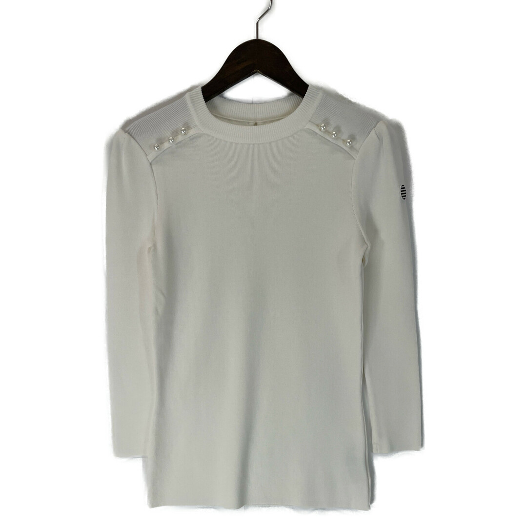 BORDERS at BALCONY(ボーダーズアットバルコニー)のボーダーズアットバルコニー ﾎﾜｲﾄ PEARL ROUND NECK TOP 38 レディースのレッグウェア(タイツ/ストッキング)の商品写真