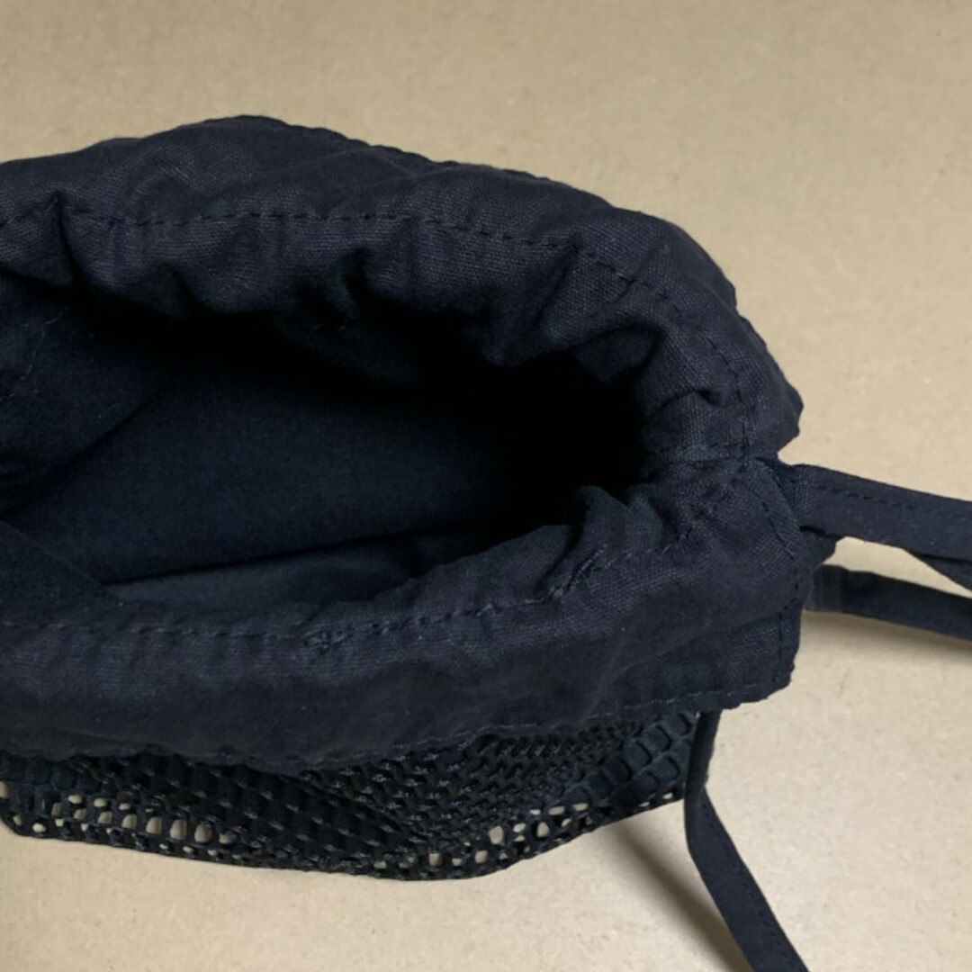 メッシュ 巾着 ショルダーバッグ コットン オールシーズン ブラック 黒 美品 レディースのバッグ(ショルダーバッグ)の商品写真