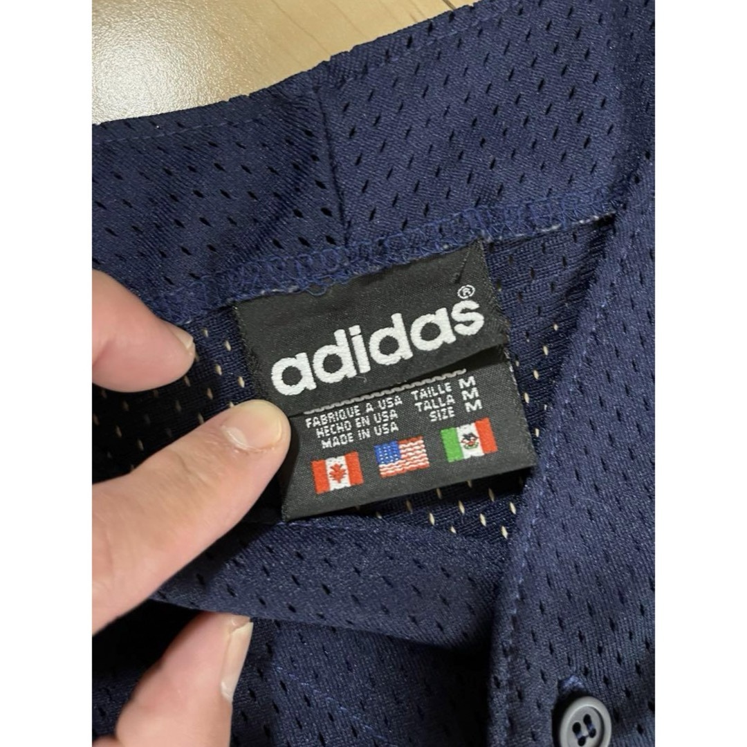 adidas(アディダス)のビンテージ adidas メッシュベースボールシャツ アメリカ製 -M- メンズのトップス(Tシャツ/カットソー(半袖/袖なし))の商品写真