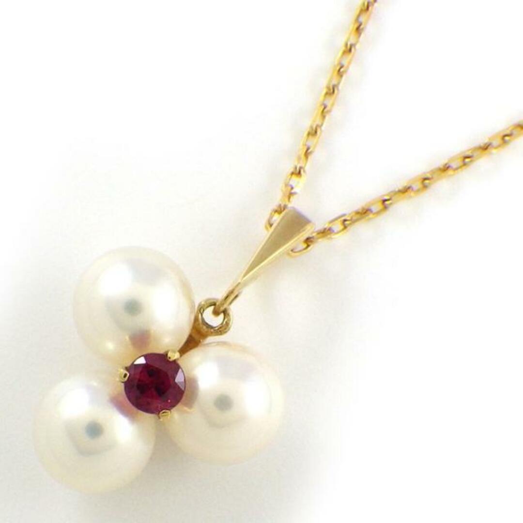 MIKIMOTO(ミキモト)のミキモト MIKIMOTO ネックレス 3ポイント パール 6.2mm珠 1ポイント ルビー K18YG 【中古】 レディースのアクセサリー(ネックレス)の商品写真