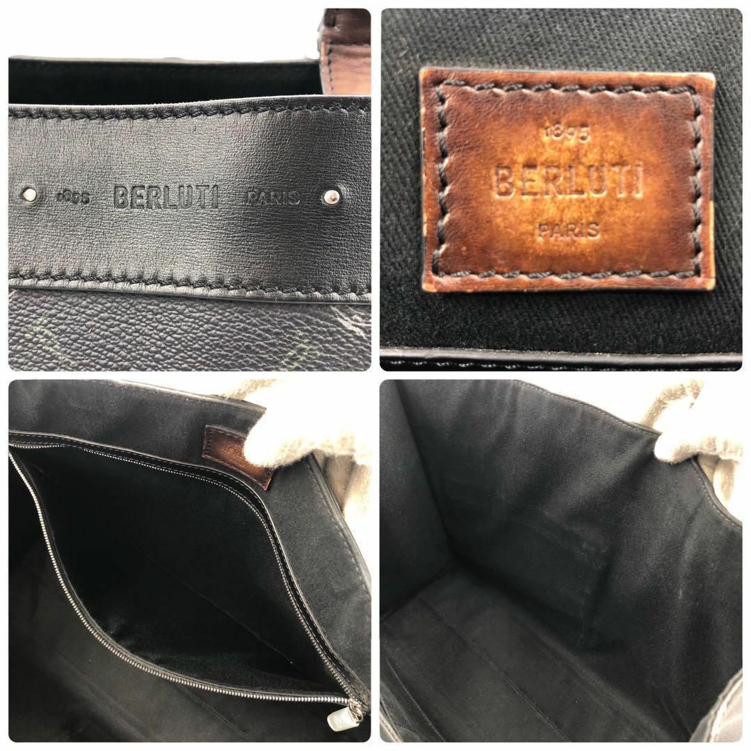 Berluti(ベルルッティ)の美品 ベルルッティ ウリス 2way レザー トートバッグ 総柄 肩掛け 黒 レディースのバッグ(ショルダーバッグ)の商品写真