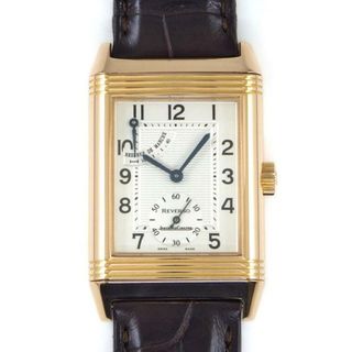 ジャガールクルト(Jaeger-LeCoultre)のジャガー・ルクルト Jaeger-LeCoultre 腕時計 レベルソ リザーブ ド マルシェ 270.2.43/Q2702420 スモールセコンド パワーリザーブ表示 スライド式 回転ケース シルバー ギョーシェ レクタンギュラー文字盤 K18PG チョコレート アリゲーター レザーベルト 手巻き(腕時計(アナログ))