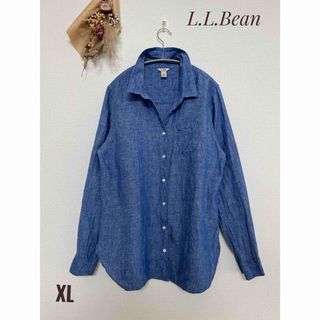 L.L.Bean - L.L.Bean　リネンシャツ　長袖　ブルー　XL