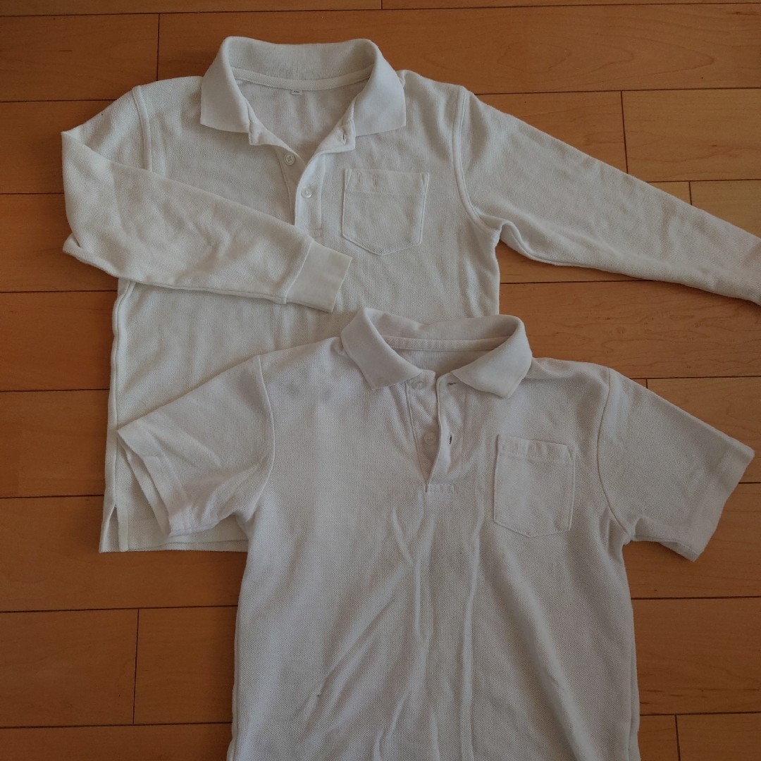 小学生ポロシャツ　白　長袖･半袖セット キッズ/ベビー/マタニティのキッズ服男の子用(90cm~)(Tシャツ/カットソー)の商品写真