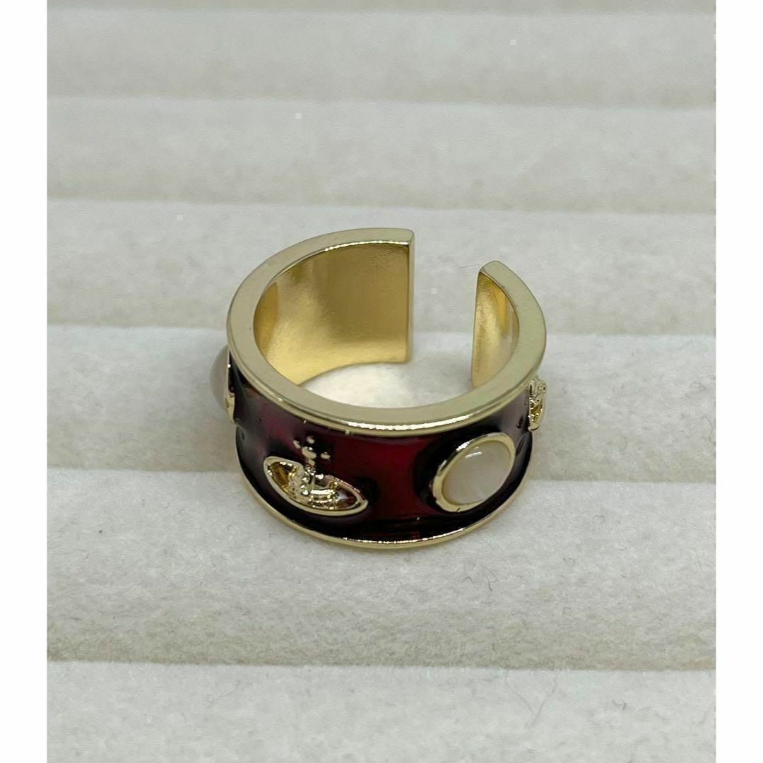 081b5レッド×ゴールドリング　指輪　韓国アクセサリー　石プチプラ　ジュエリー レディースのアクセサリー(リング(指輪))の商品写真