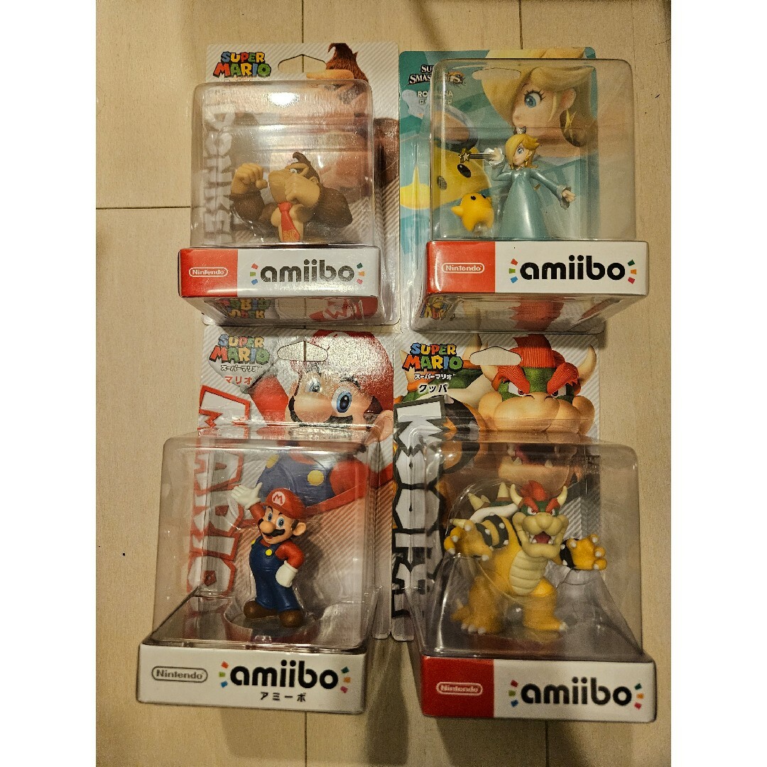 amiibo スーパーマリオ 4種類 ロゼッタ、ドンキーコング、クッパ、マリオ エンタメ/ホビーのゲームソフト/ゲーム機本体(その他)の商品写真