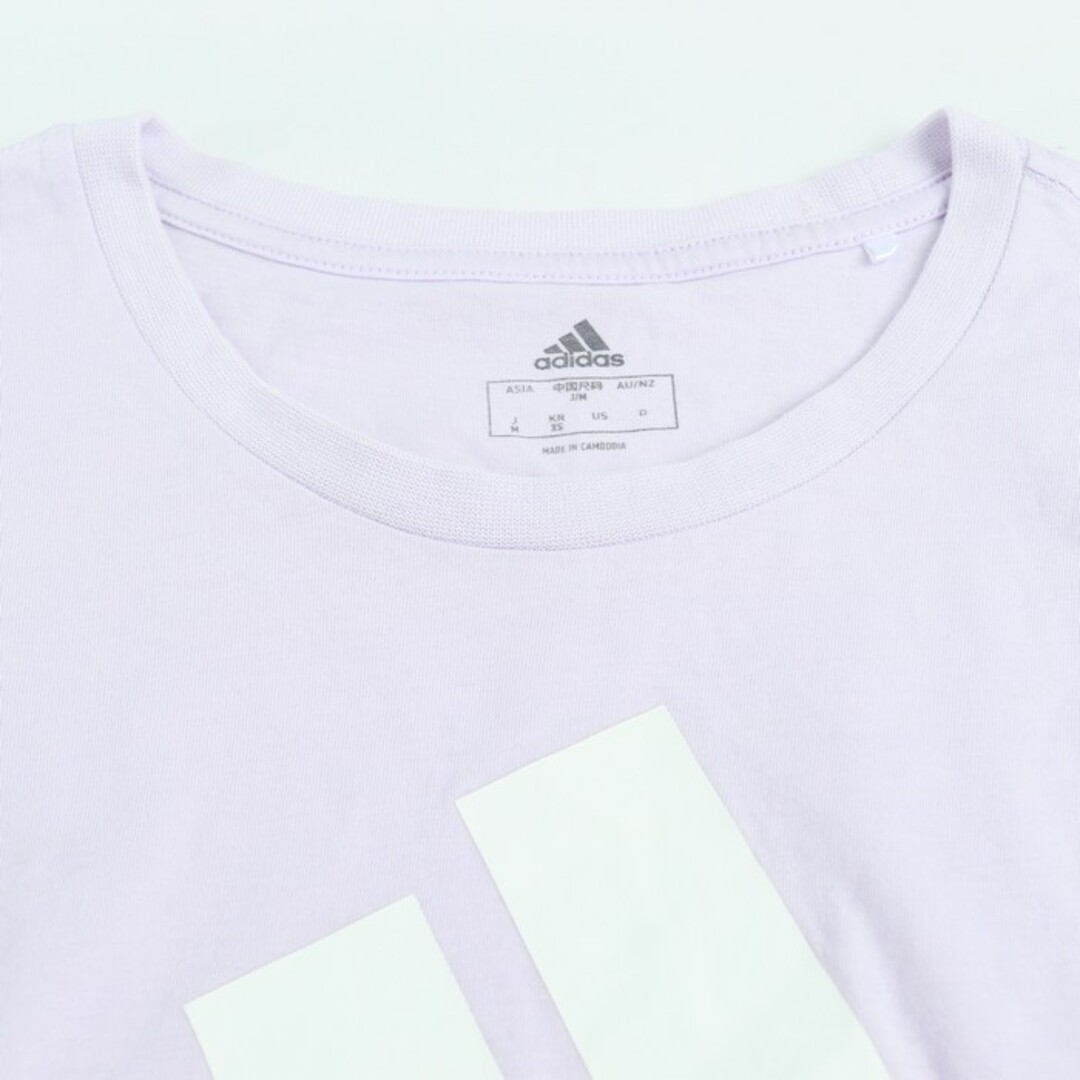 adidas(アディダス)のアディダス 半袖Ｔシャツ トップス ビッグロゴT スポーツウエア レディース Mサイズ 紫×白 adidas レディースのトップス(Tシャツ(半袖/袖なし))の商品写真