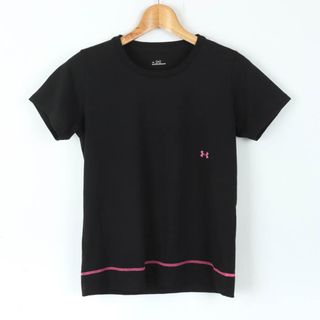 アンダーアーマー 半袖Ｔシャツ トップス ワンポイントロゴ スポーツウエア レディース SMサイズ 黒×ピンク UNDER ARMOUR(Tシャツ(半袖/袖なし))