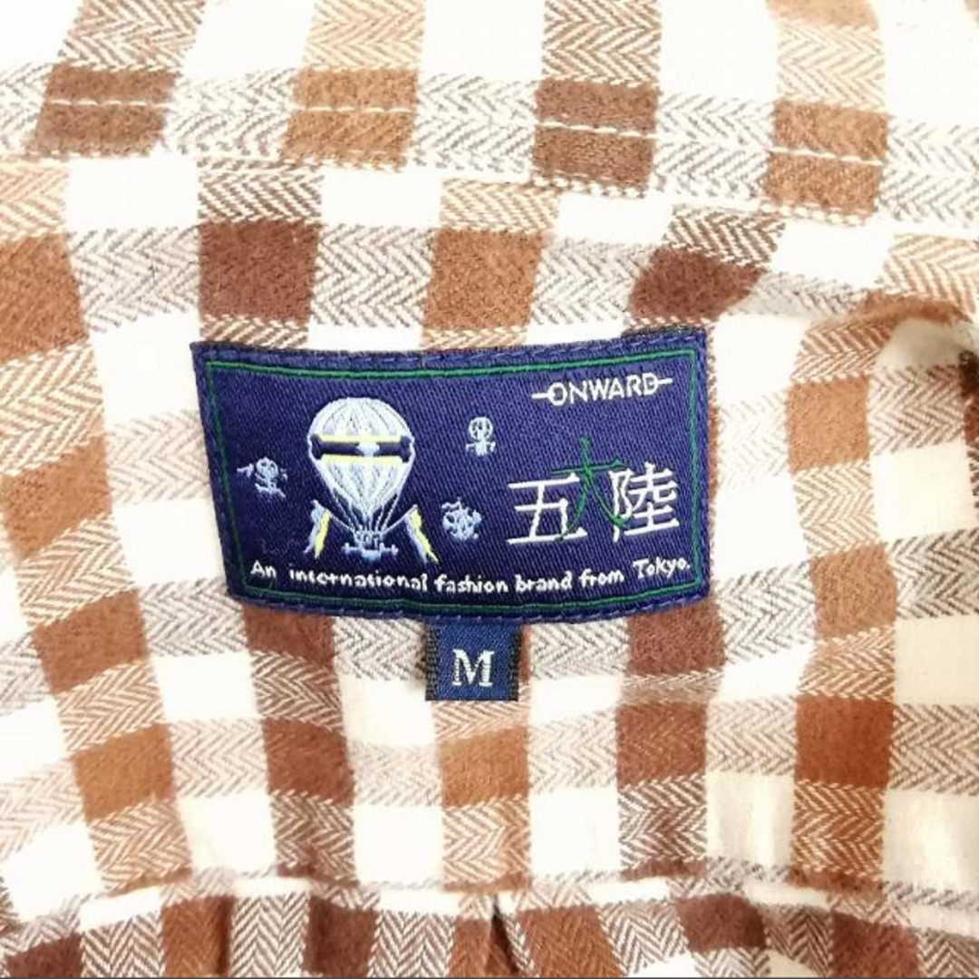 五大陸  シャツ チェック ロングスリーブ ポケット 長袖 M ブラウン メンズのトップス(シャツ)の商品写真