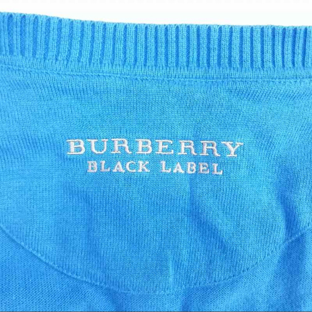 BURBERRY BLACK LABEL(バーバリーブラックレーベル)のカーディガン ニット 長袖 Vネック 薄手 コットン 3 ターコイズブルー メンズのトップス(カーディガン)の商品写真