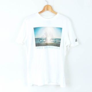 アディダス(adidas)のアディダス 半袖Ｔシャツ トップス フォトグラフィT スポーツウエア 大きいサイズ メンズ Oサイズ 白×青 adidas(Tシャツ/カットソー(半袖/袖なし))