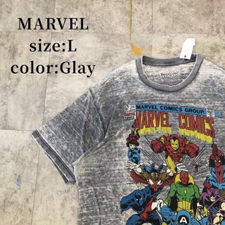 マーベル(MARVEL)のMARVEL アメカジ 古着 半袖Tシャツ 薄手 L グレー プリントT(Tシャツ/カットソー(半袖/袖なし))